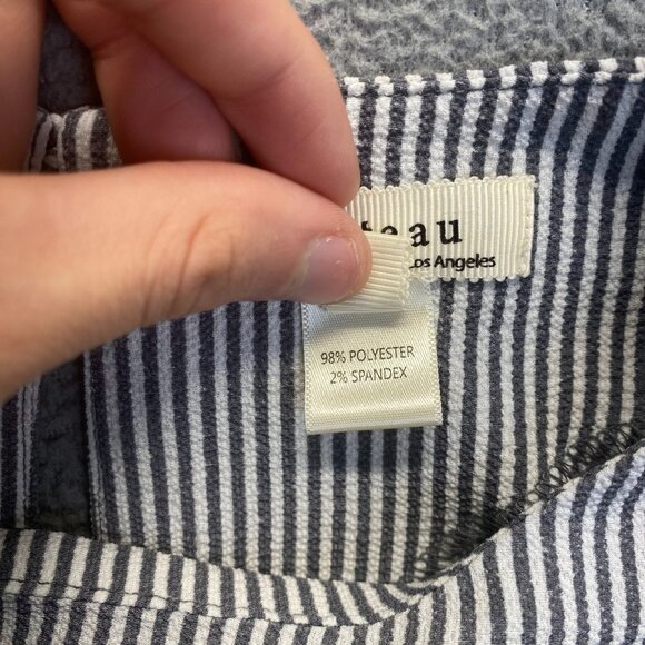 Monteau Top Teens Size M Blue White Striped Short Sleeve Ruffled Blouse - Picture 8 of 10